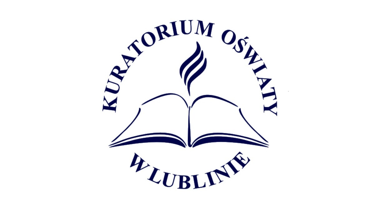 logo Lubelskiego Kuratora Oświaty- książka nad nią znak, naokoło książki napis Kuratorium Oświaty w Lublinie